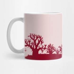 Baobab Trees Silhouette Red and Pink Mug